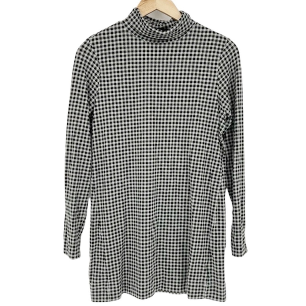 JJill Black & Grey Plaid Luxe Supima Turtleneck Tunic